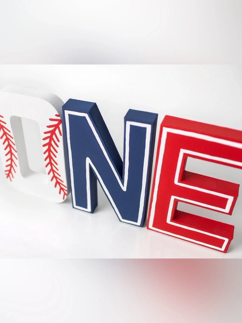 Baseball 1st Birthday Letters: Hand-Painted Paper Mache 'ONE'
